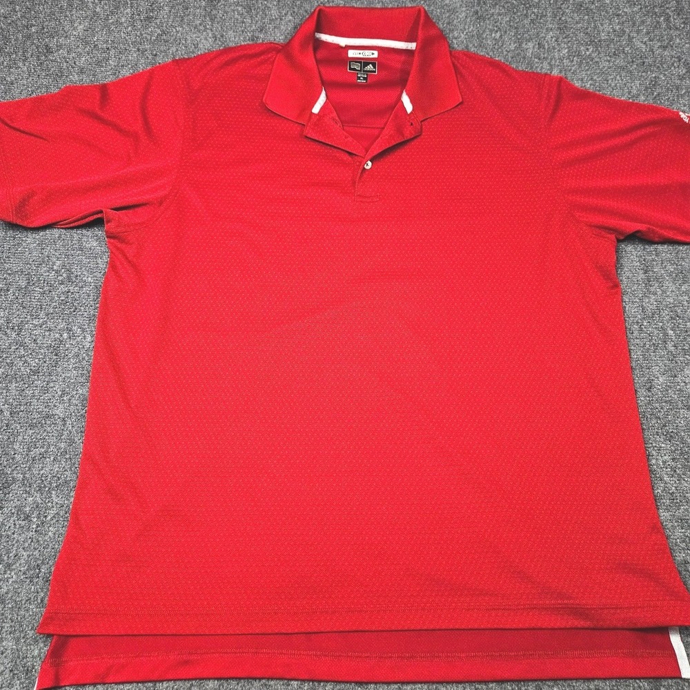 Adidas Polo Shirt Mens XL Red‎ ClimaCool Yorba Linda Country Club Golf Athletic